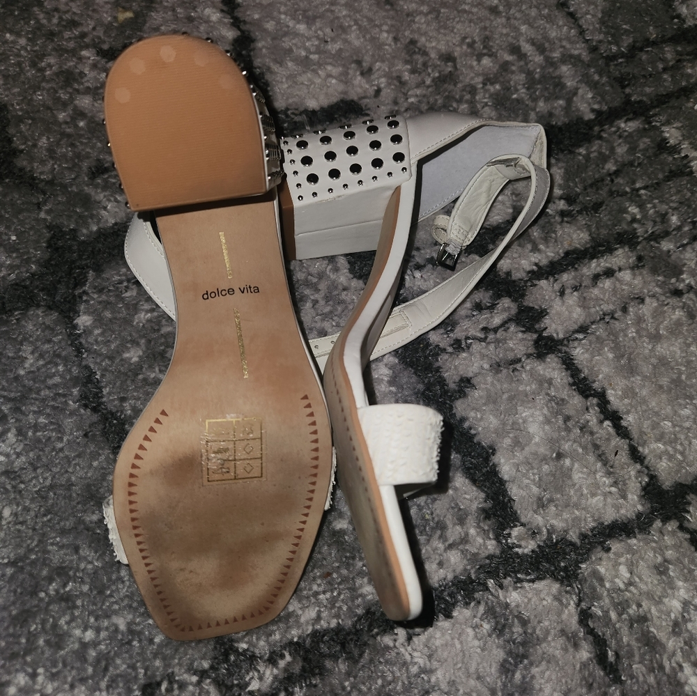 DOLCE VITA DORAH WHITE STUDDED HEELS - Picture 8 of 9